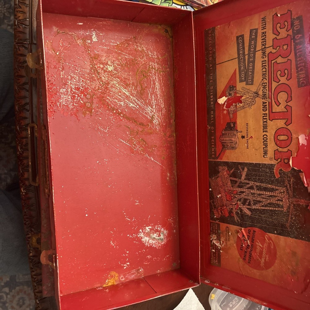 vintage erector set metal box