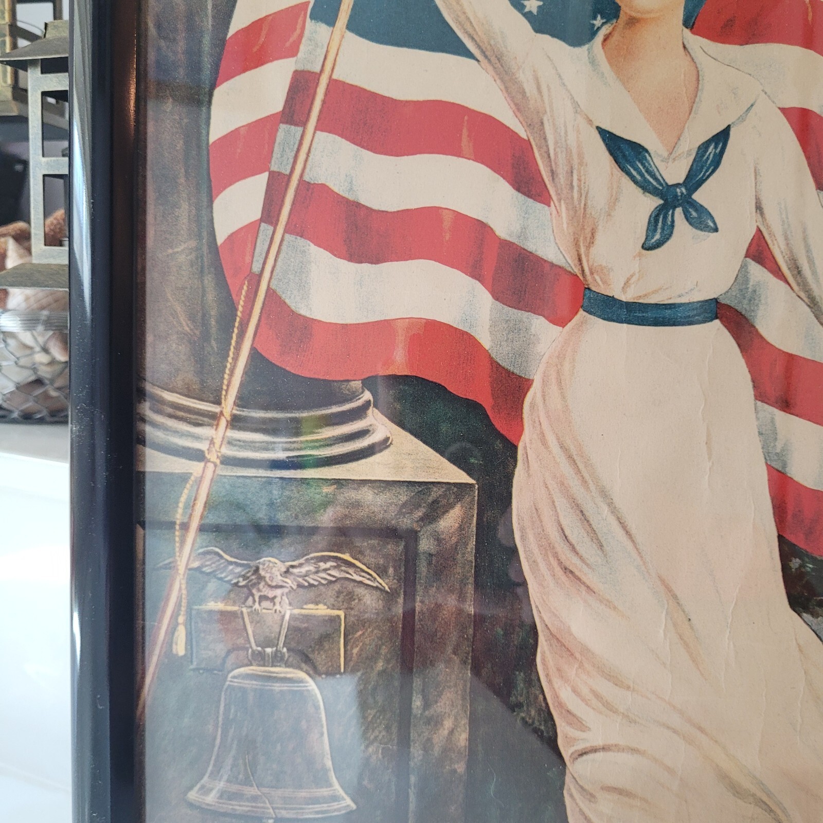 Antique Original WWI Poster Flag of Freedom 1918 21" x 17" Framed USA *READ*