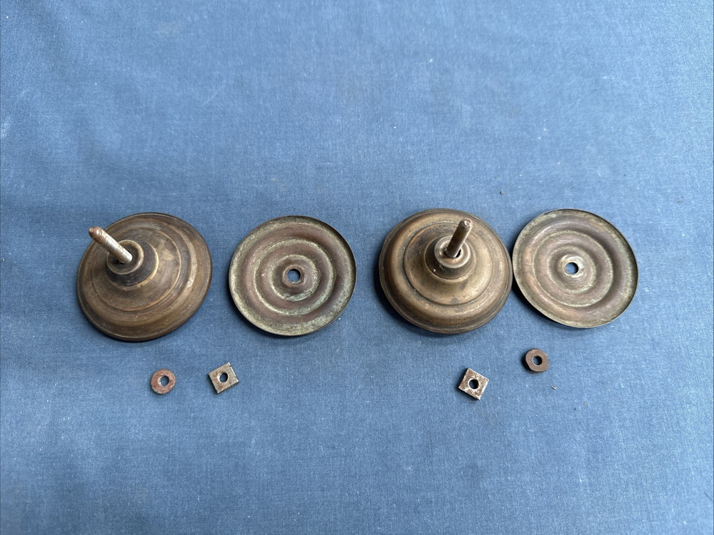 2 Antique Brass Drawer Pull Knobs Federal Pull Handles Furniture Hardware