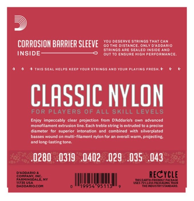 D'Addario EJ27N Classical Guitar Nylon Strings Normal Tension