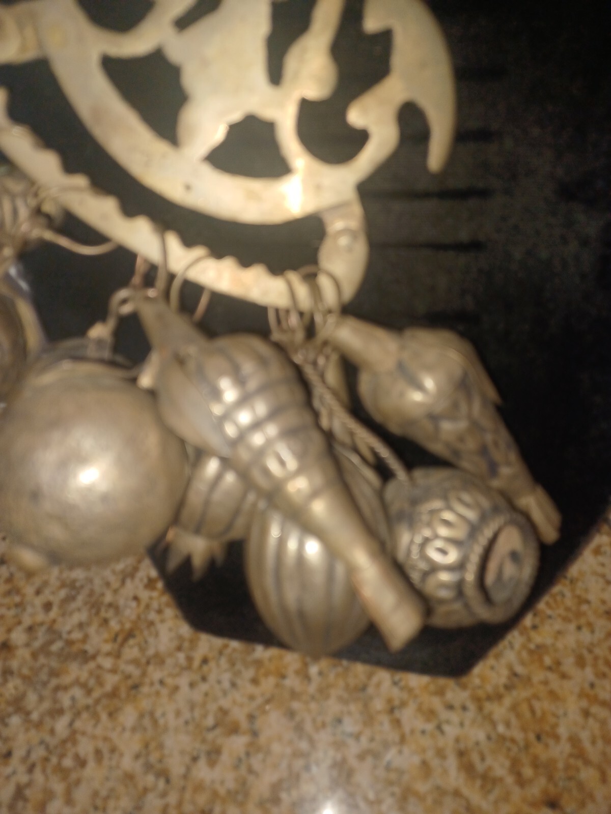 Brazilian Penca de Balangandan Silver on Brass 10 Charms Brazil