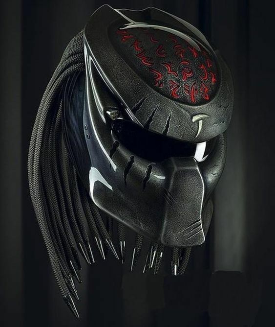 SCRAMBLER STYLE PREDATOR HELMET CUSTOM TOP SYMBOL RED ( DOT & ECE CERTIFIED )