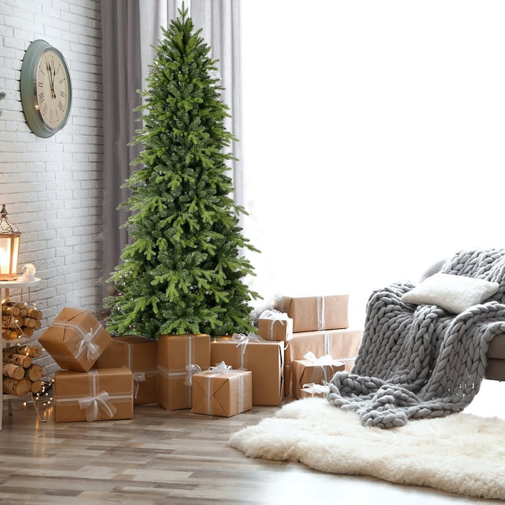 7.5ft Artificial Full Hinge Christmas Tree with 2856 PE PVC Tip & Foldable Base