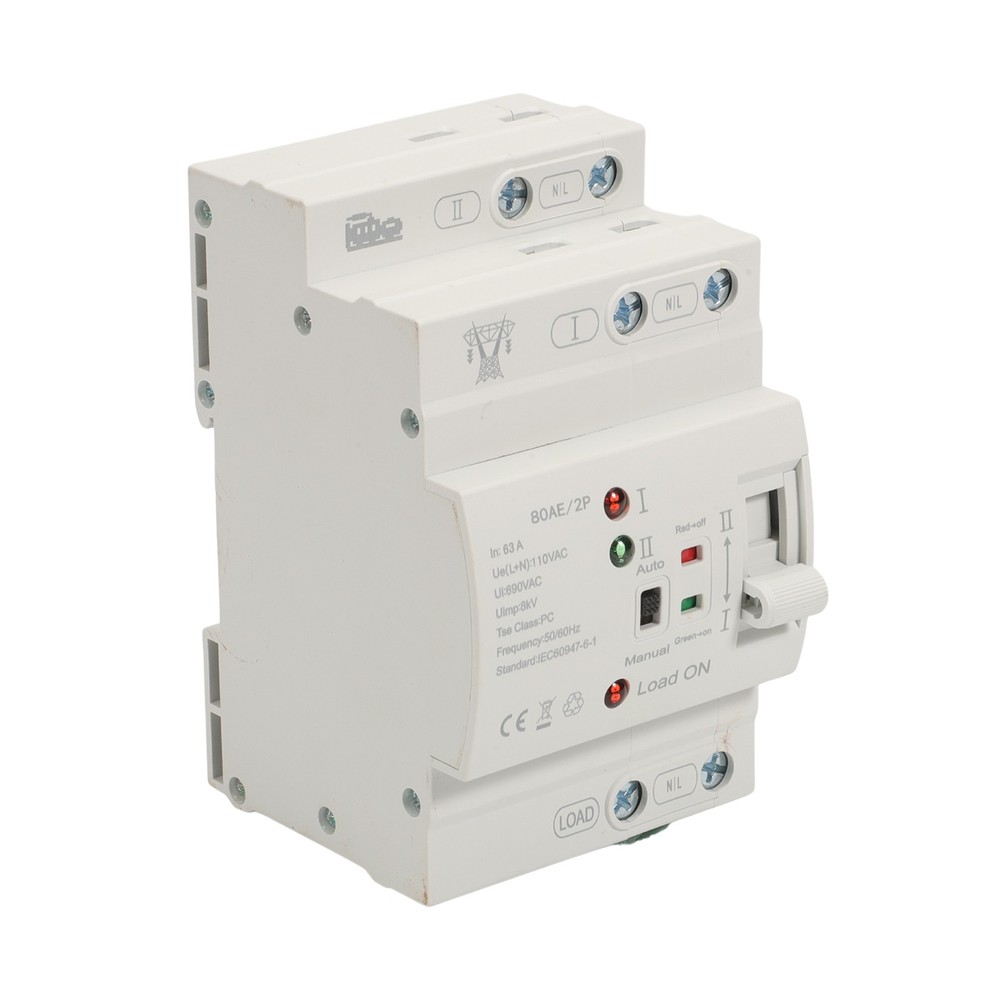 Mini Dual Power Automatic Transfer Switch Grid to Alternator 2P 63A 110V US