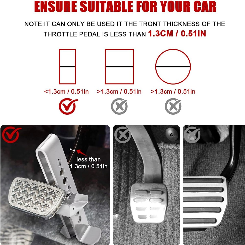 Stainless Steel Brake Pedal Lock Security Car Auto Clutch Lock Anti-theft 3Key