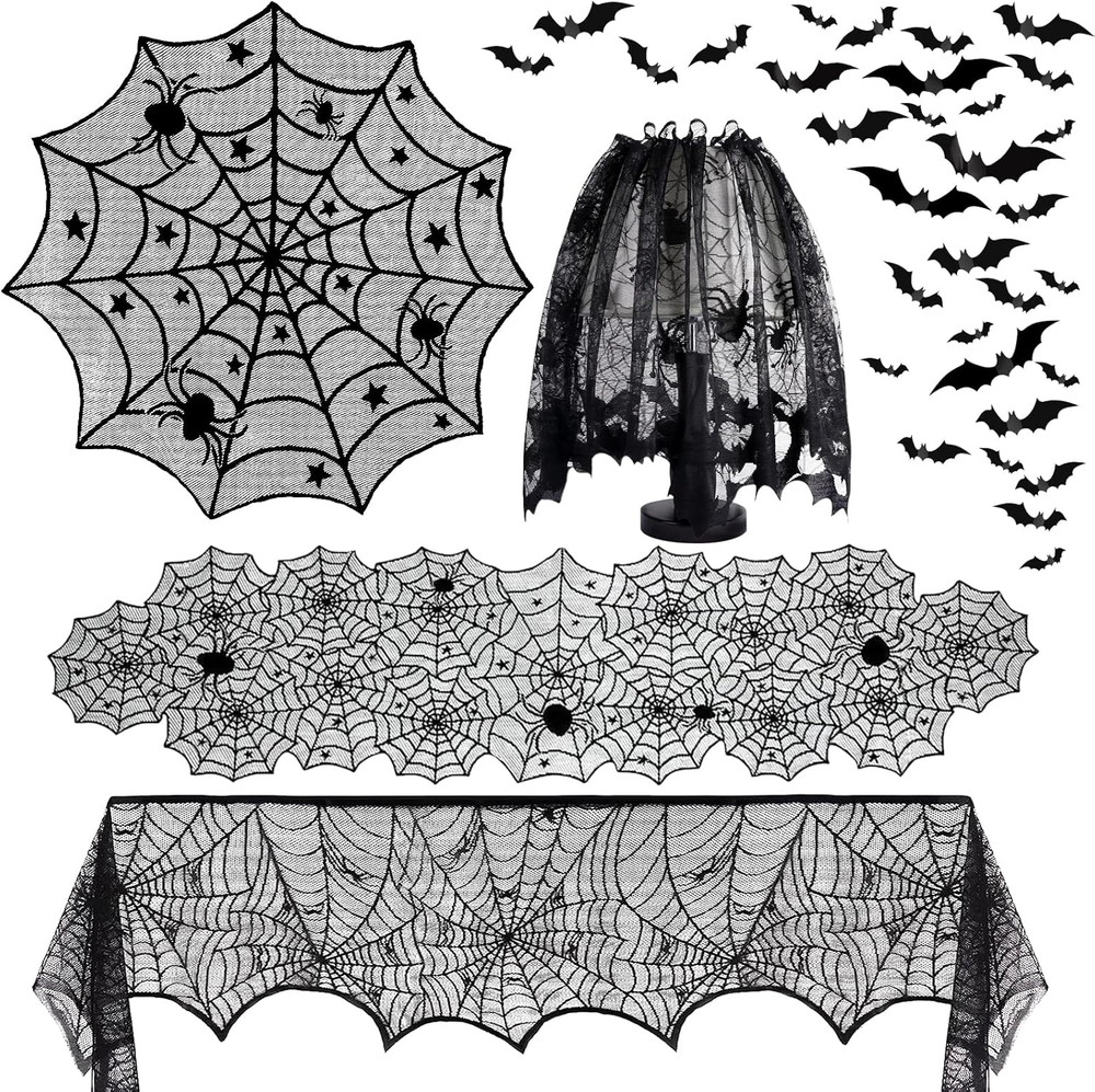 5Pack Halloween Decorations Indoor Halloween Spider Web Tablecloth