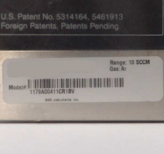 MKS Instruments 1179A00411CR1BV Mass Flow Controller MFC 10 SCCM AR New Surplus