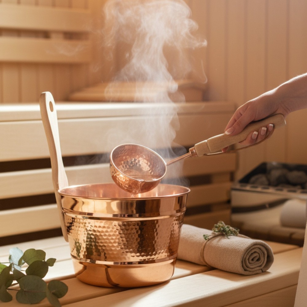 Copper Sauna Bucket And Ladle