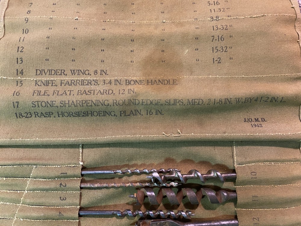 WWII US Tool Roll For Blacksmiths Set No 1-1942-Various Bits & Tools