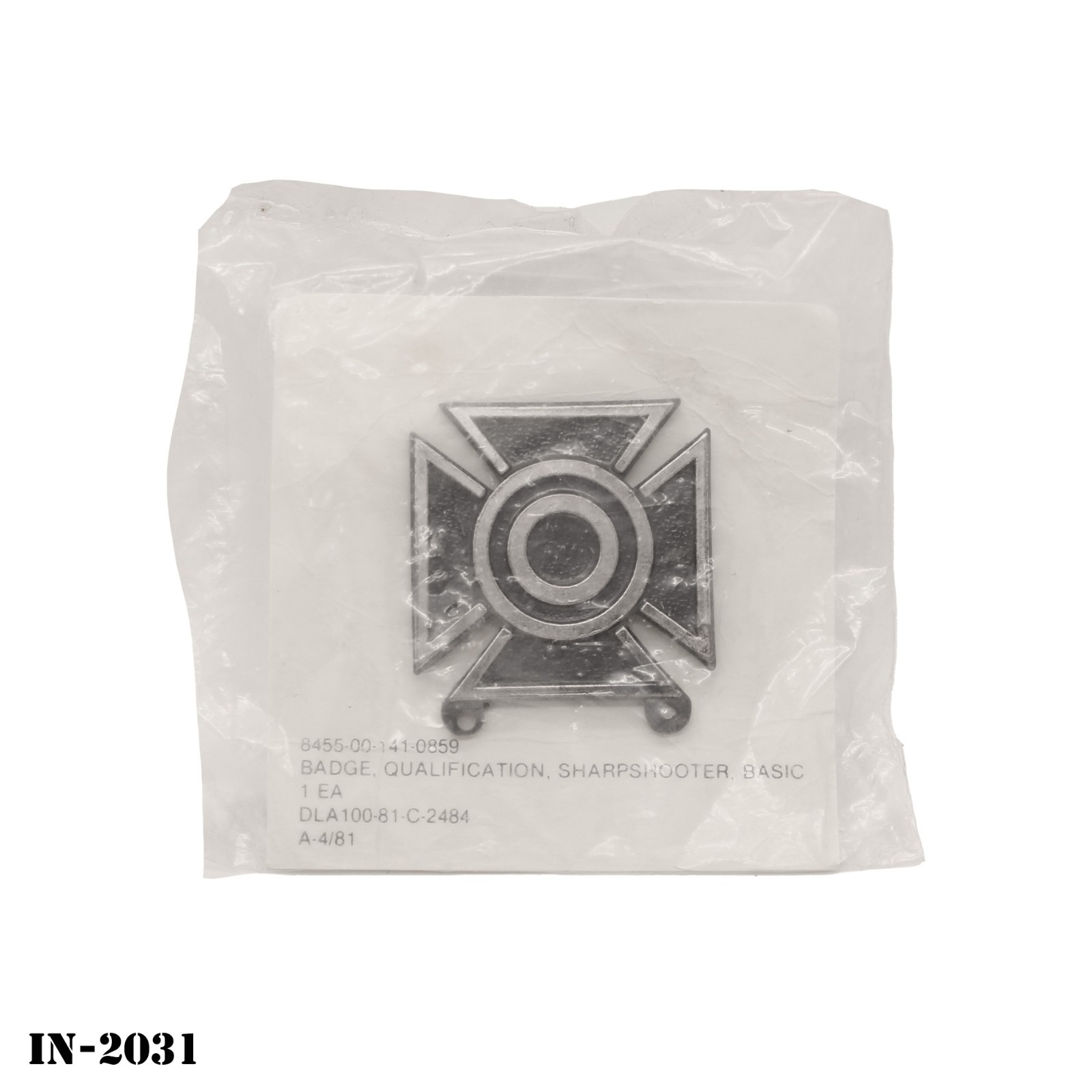 Army Qualification Badge ~ Basic Sharpshooter ~ Oxidized Metal ~ NEW ~ USA