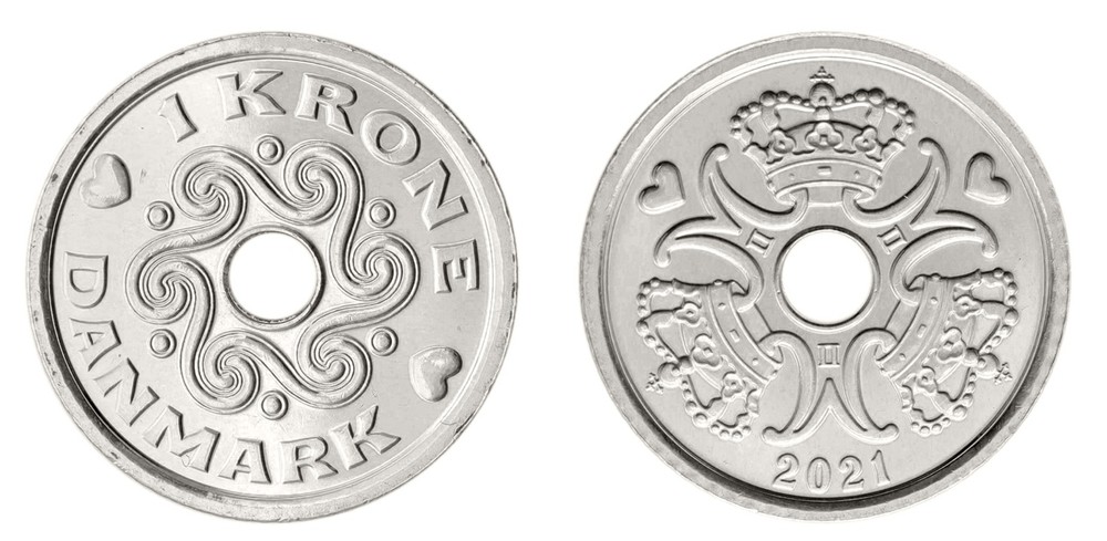 Denmark 1 Krone, 2021, KM #873, Mint