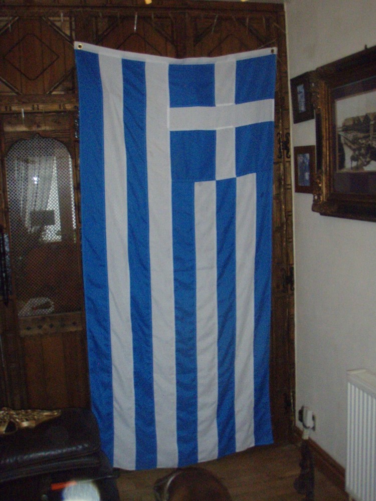 Flag Greece, 7'6" x 3'6". AA Flags Consett.