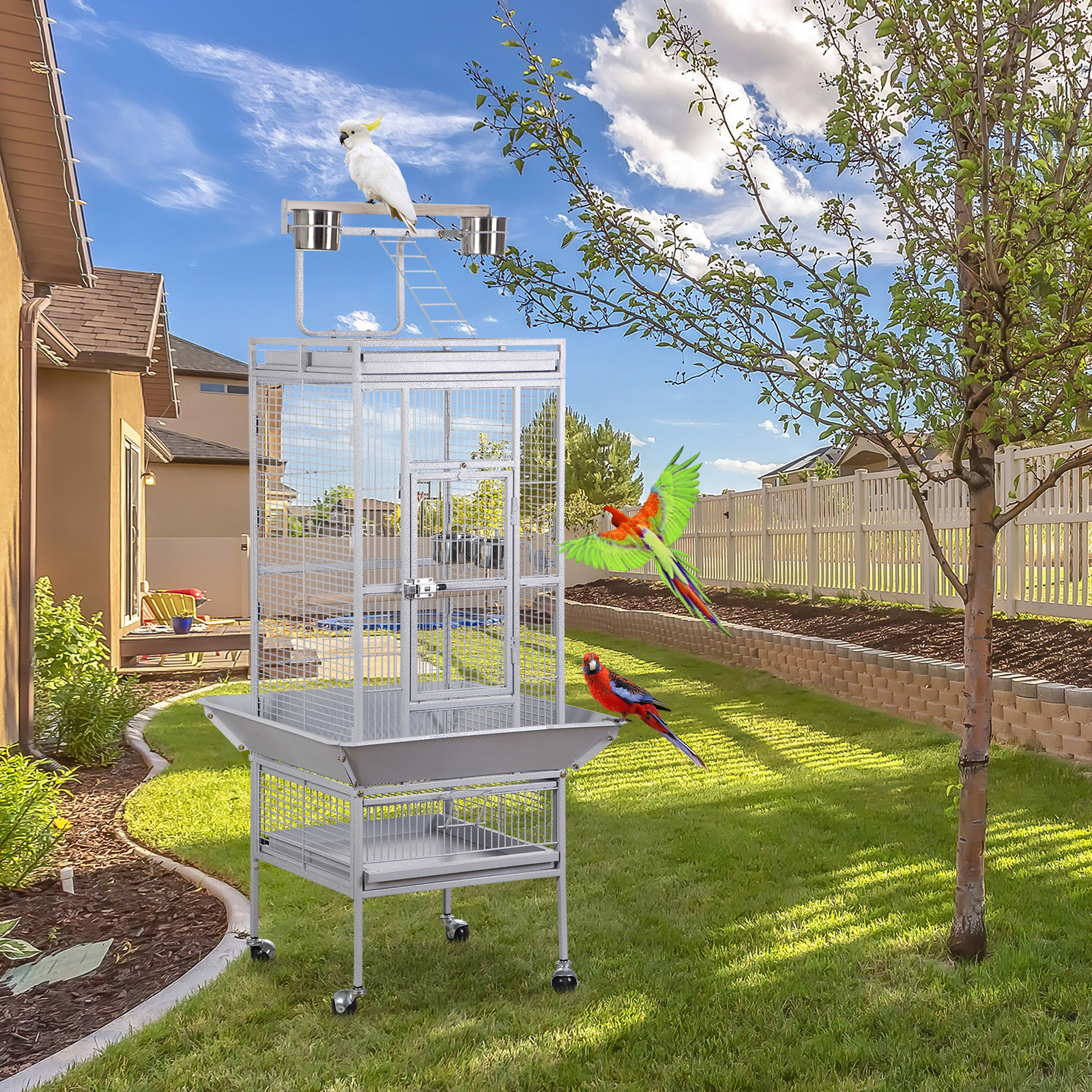 Large Bird Cage Large Play Top Parrot Finch Cage Pet Supplies Removable Part 61"