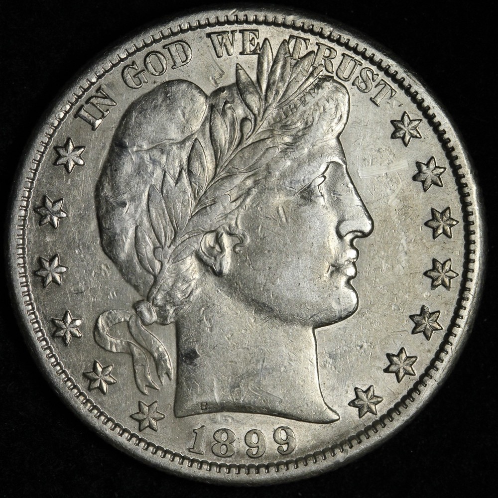 1899-S Barber Silver Half Dollar AU+ E339 KACLM