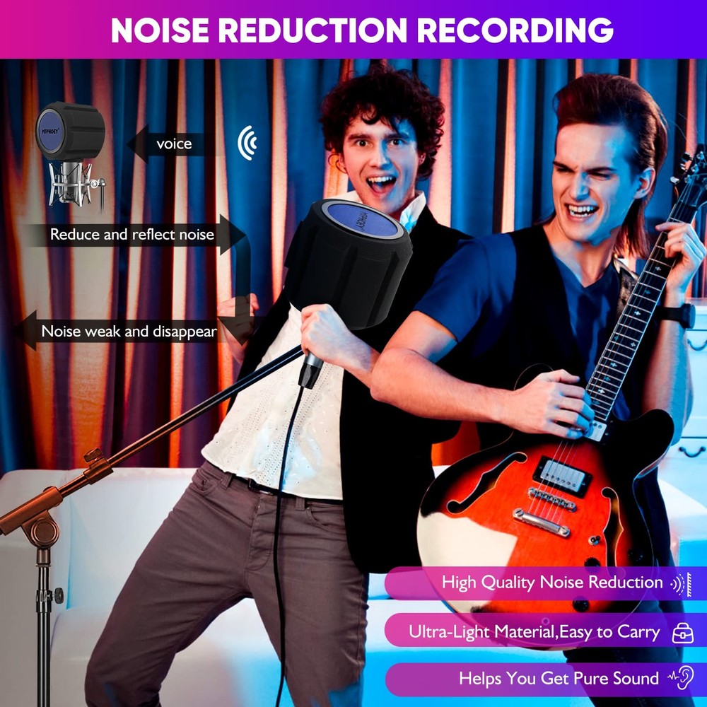 Microphone Windscreen Pop Filter with Gift Mic Stand&Holder,Recording Shield，...