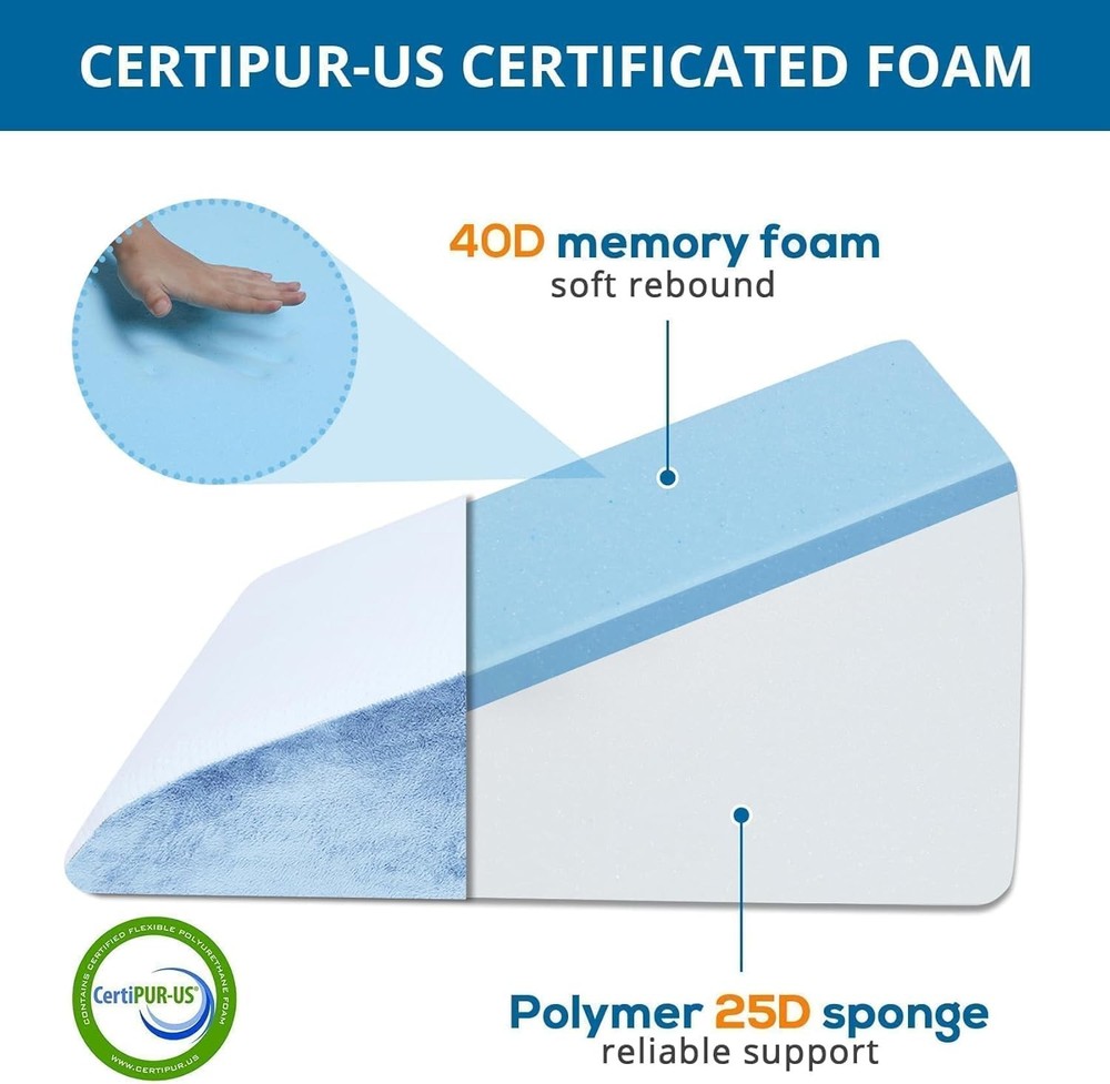 Wedge Pillow, 12" Memory Foam Bed Wedge Pillow