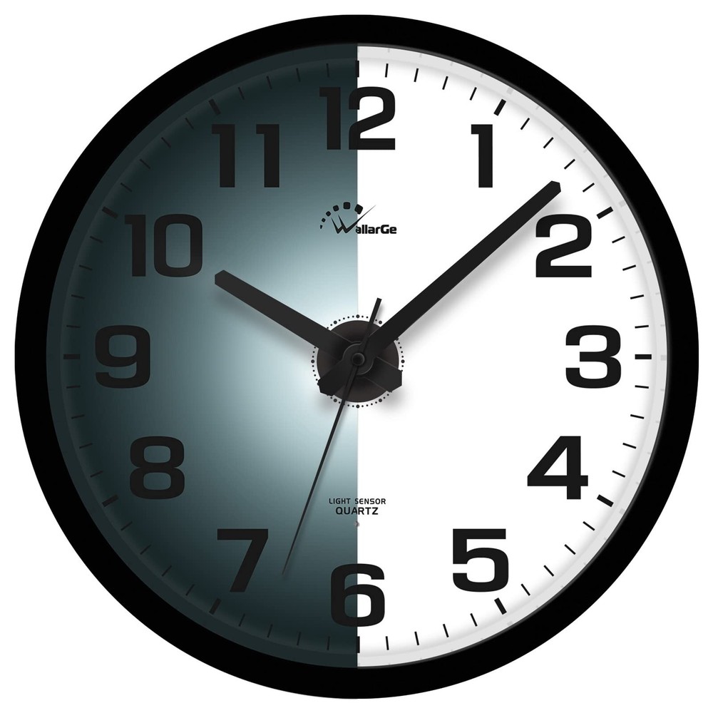 WallarGe Night Light Wall Clock for Bedroom - Silent Lighted up Wall Clock Gl...