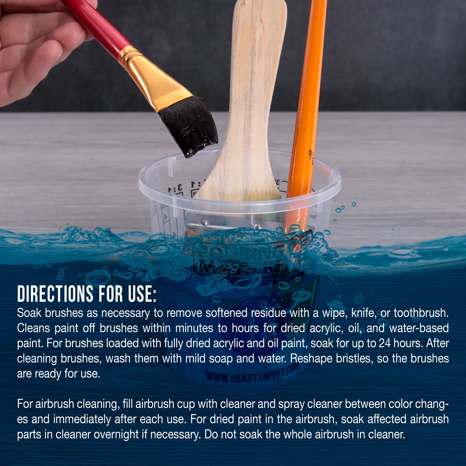 4 oz Brush Cleaner, Restorer, Clean Dried Paint Brushes, Airbrushes, Acrylic Oil