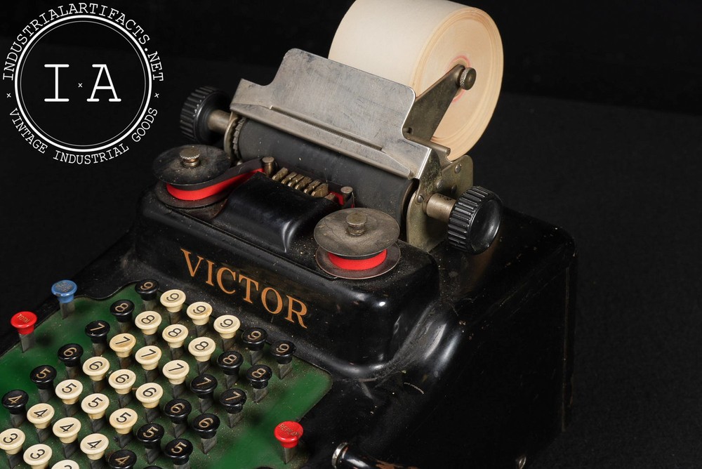 Vintage Mechanical Adding Machine with Paper Roll by Victor