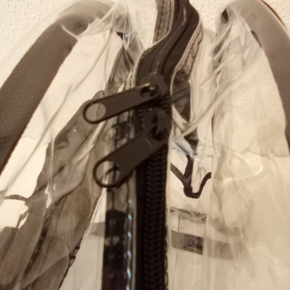 Invision Clear Black Double Adjustable Straps Top Handle Plastic Backpack NWT