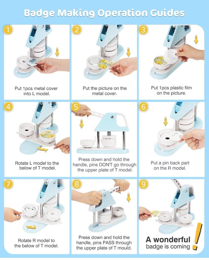 Button Maker Machine 58mm, Button-Maker-Kit 2.28in (About 2.25in)