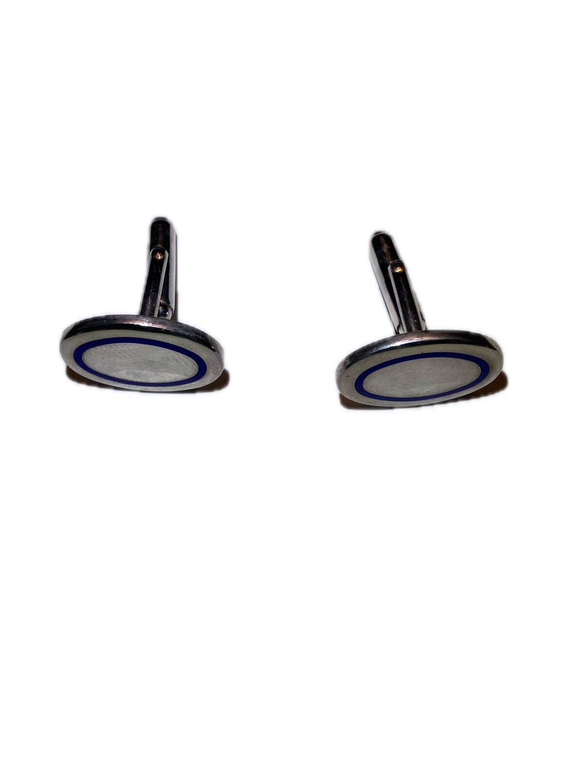 Silver blue enamel oval cufflinks Men’s
