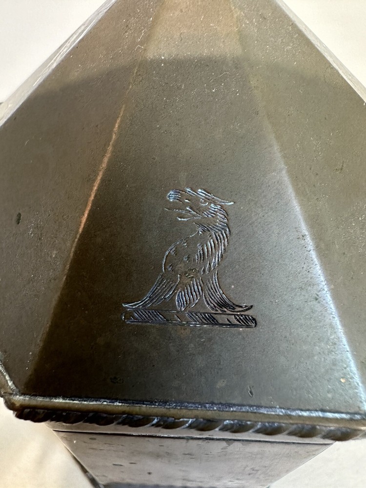 Silver Plated Octagon Lidded Canister with Unique Crest