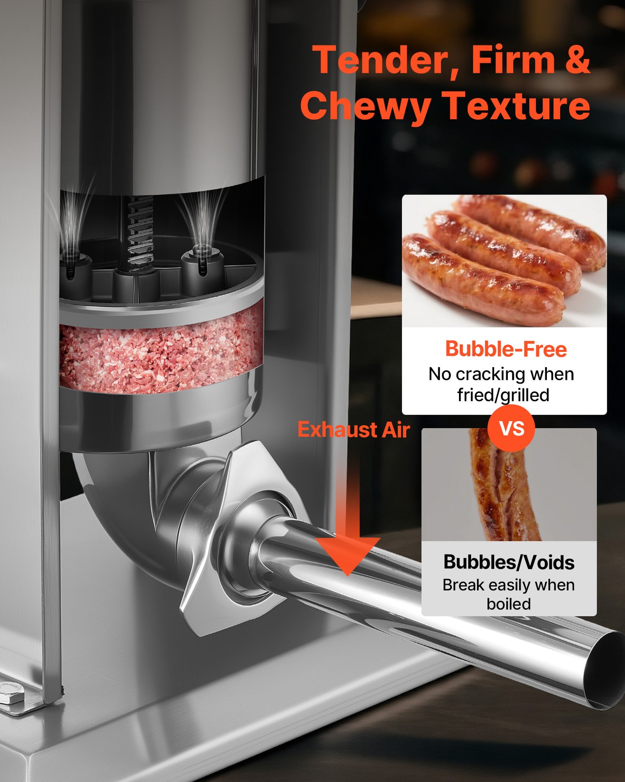 VEVOR Manual Sausage Stuffer 7 LBS / 3 L Dual-Speed Meat Stuffer with 5 Tubes