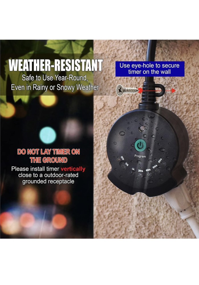 Clear Power Outdoor Plug-in Lighting Timer, Dusk to Dawn Countdown Timer...