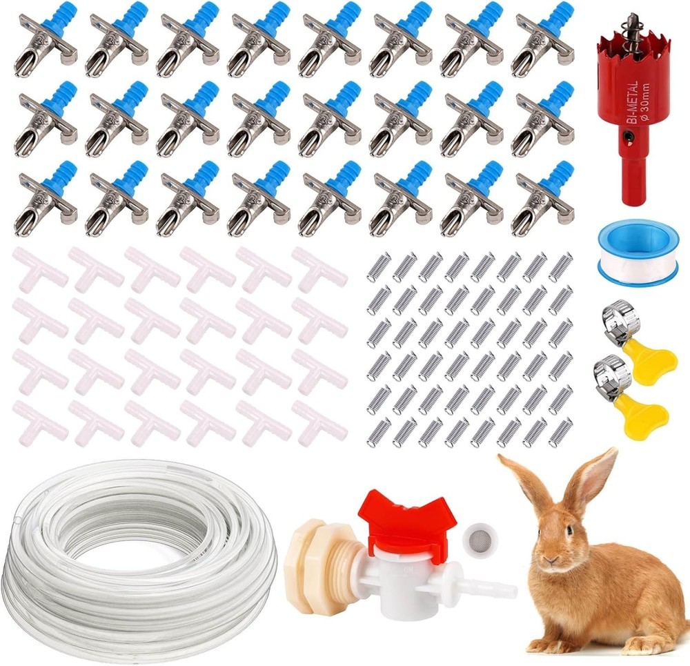 Automatic Rabbit Watering System, Rabbit Waterer Kit System Gravity Fed Inclu...