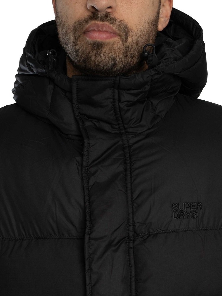 Superdry Men's Hooded Tech Padded Jacket, Black