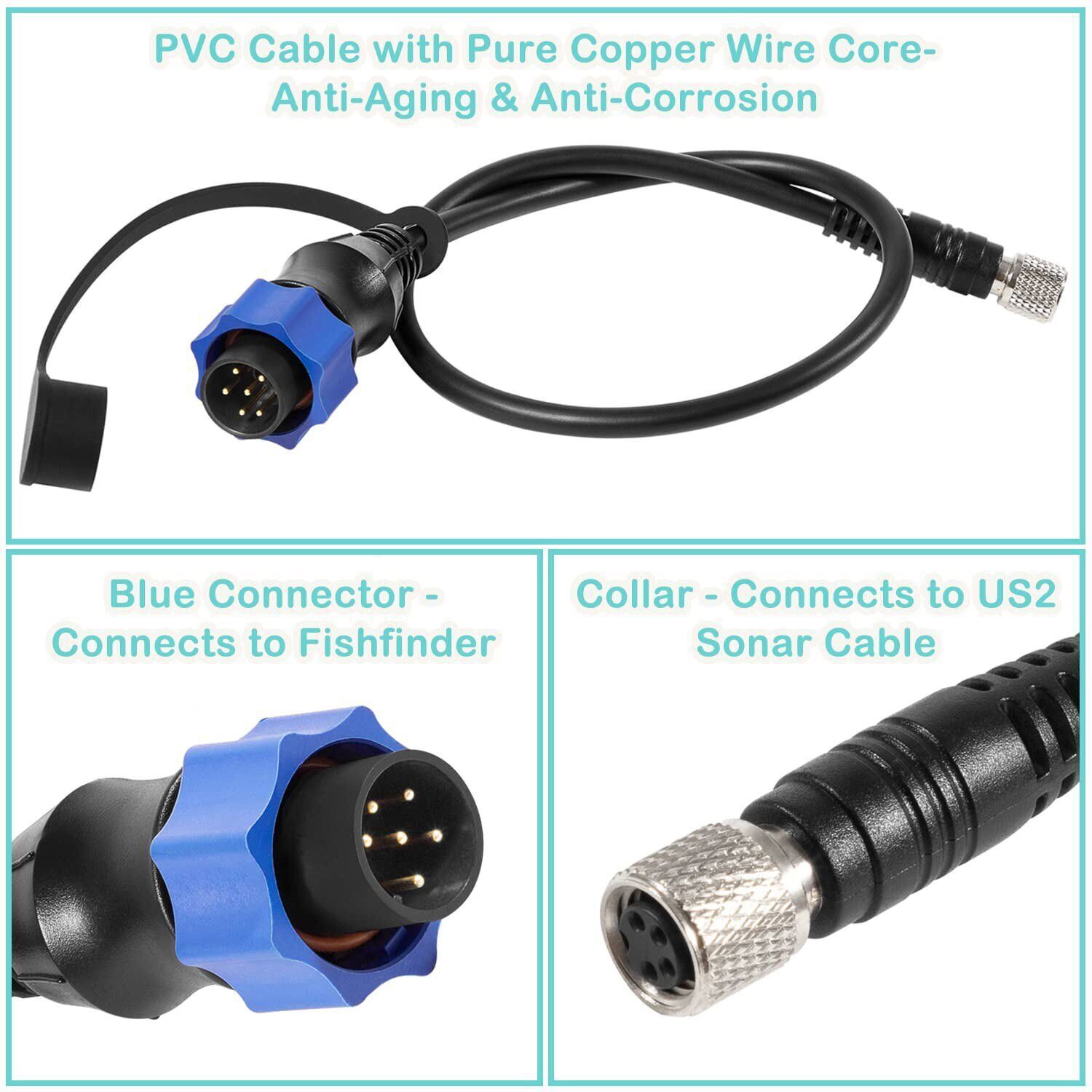 For Lowrance Fish Finder Minn Kota MKR-US2-10 Universal Sonar 2 Adapter Cable