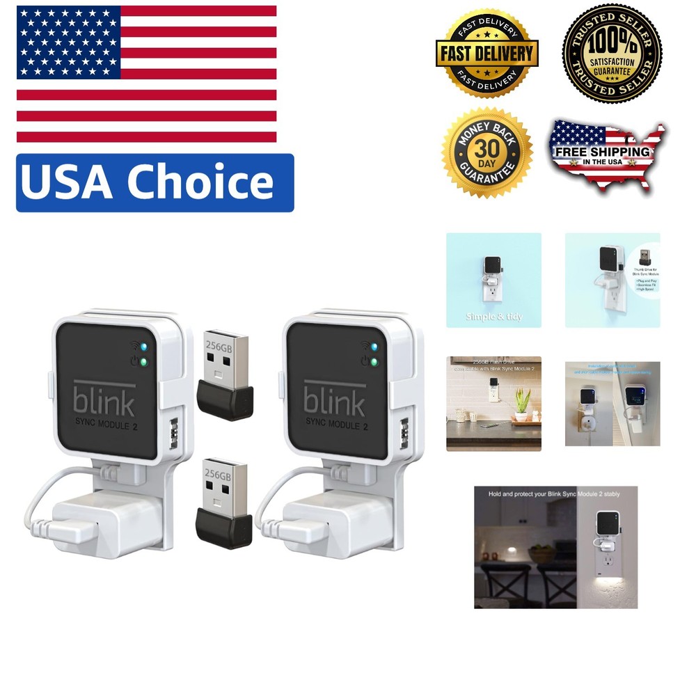 2 Pack 256GB Blink USB Drive with Custom Outlet Wall Mount – Easy Install