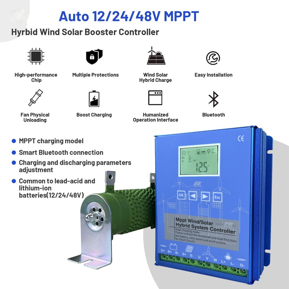 Bluetooth Smart Power Controller Solar & Wind Generator Transfer Switch 12V/24V