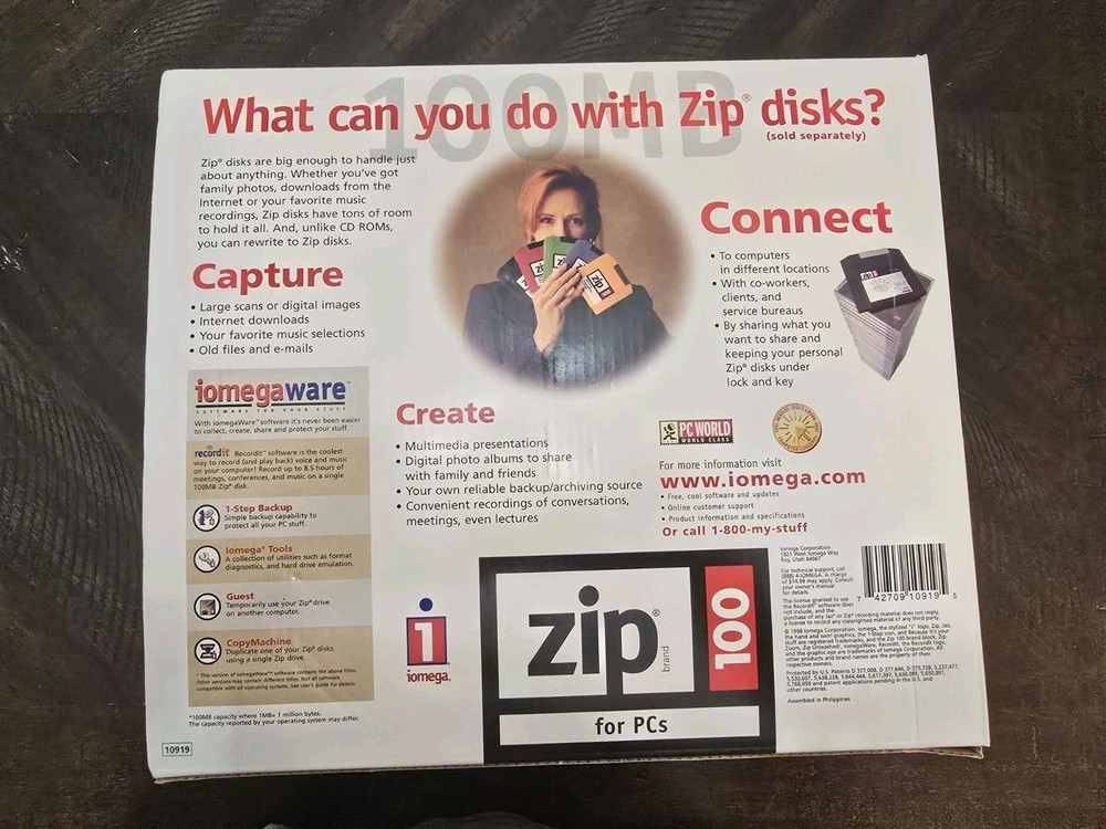 Iomega Zip 100 Parallel Port External Drive #10012 With Box Working
