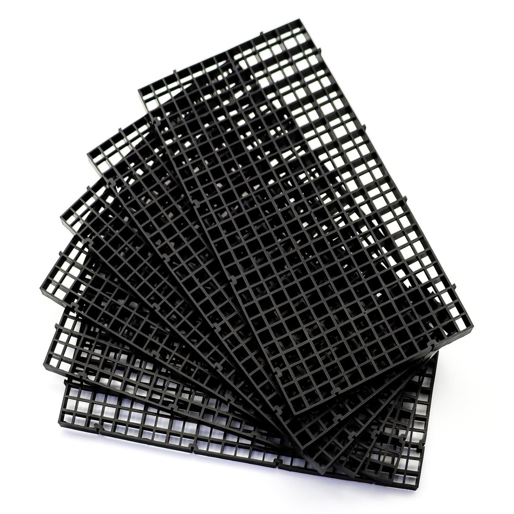 6 PCS Small Black Aquarium Fish Tank Divider Plastic Egg Crate Filter Bottom