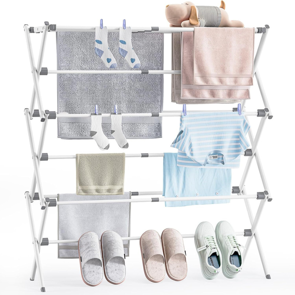 Foldable Laundry Drying Rack, Adjustable Size, Rust-Resistant, Indoor/Outdoor