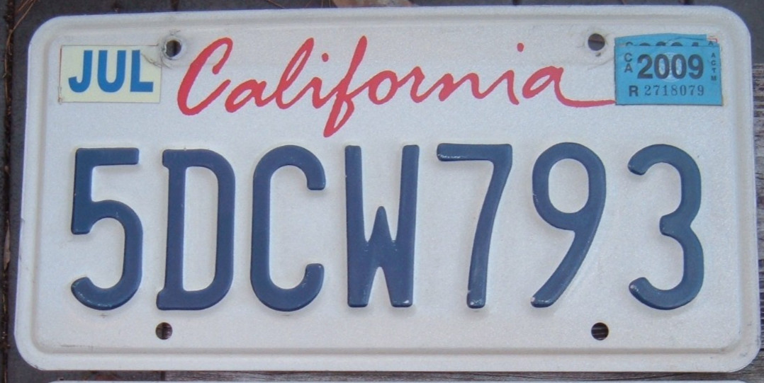 CALIFORNIA Lipstick style License Plate Nice condition Your choice FREE US Ship