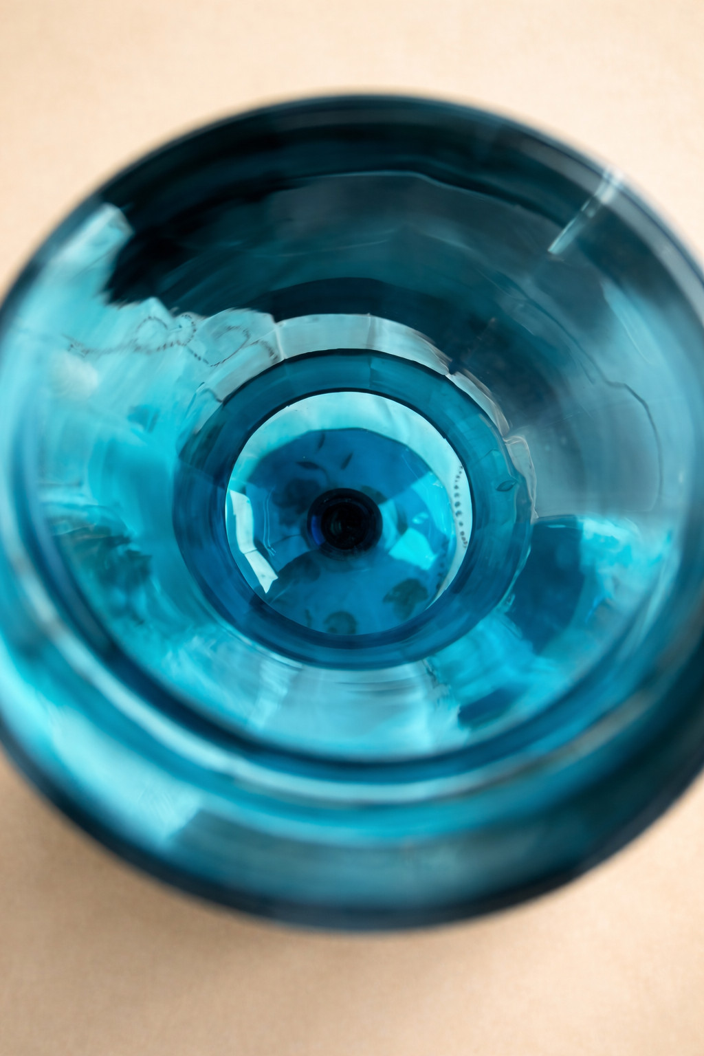 Vintage Empoli Italian Teal Faceted Art Glass Genie Bottle Decanter 20” MCM