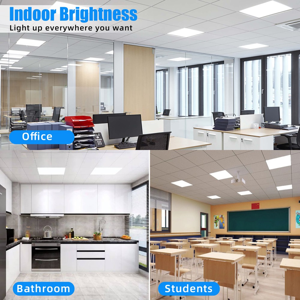 6 Pack 2X2FT LED Panel Light 45W Drop Ceiling Troffer Flat Fixtures 5000k White