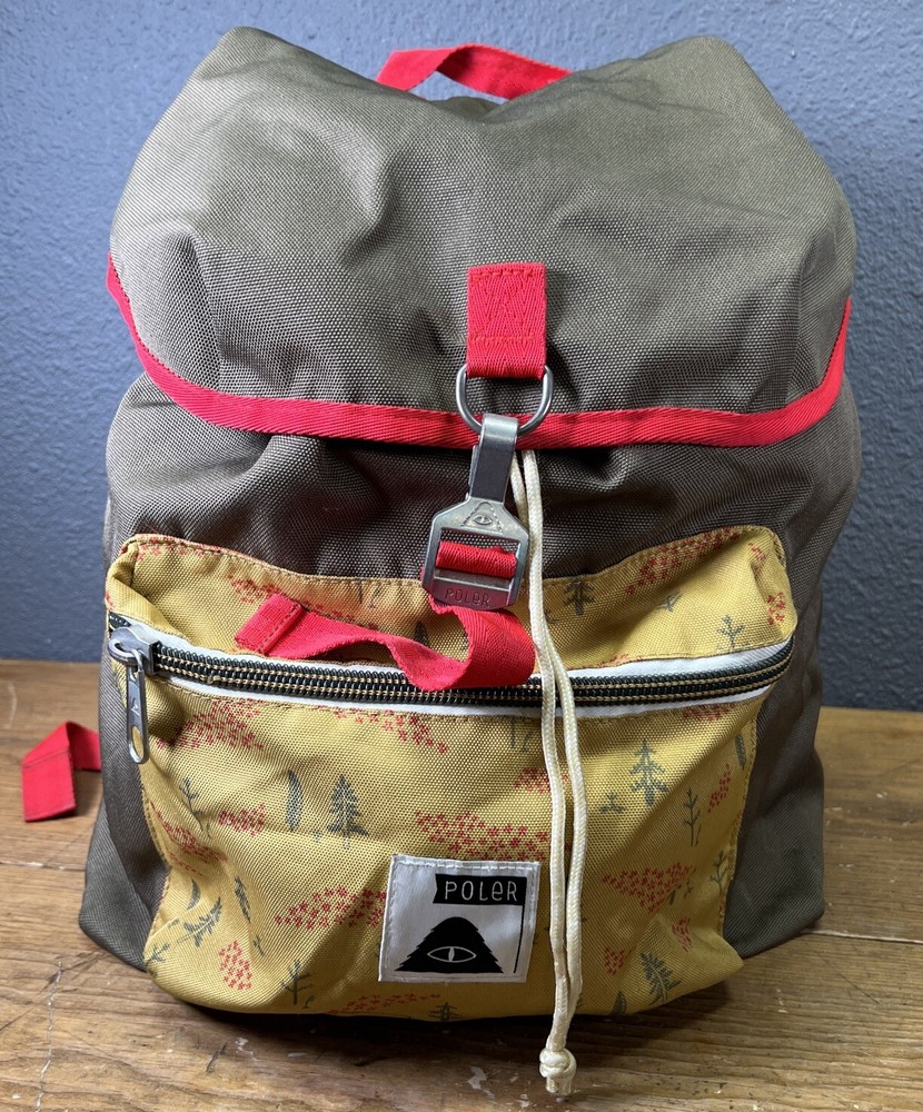 Poler Canvas Drawstring Soft Backpack Camping Hicking Large 18 X 15”