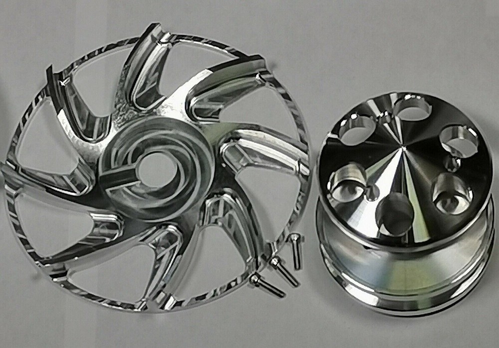 SBC V-Belt Pulley Kit Power Steering 283-400 Chevy Small Block LWP High Mount