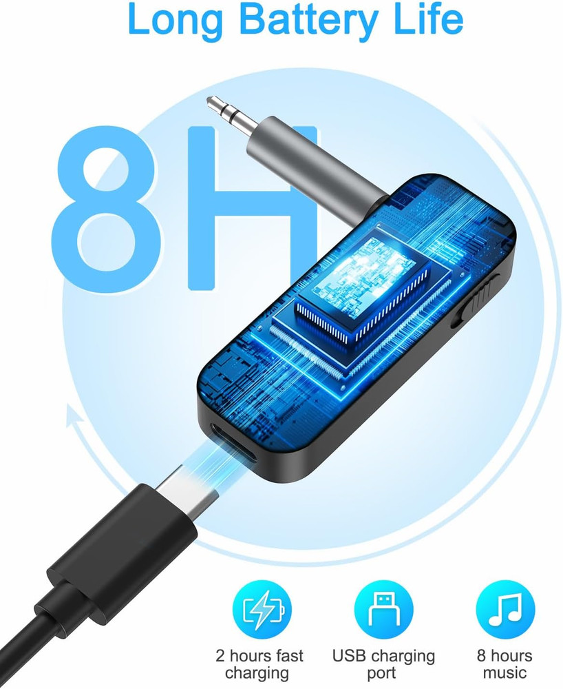 (Upgraded) Ankilo Aux Bluetooth 5.3 Adapter for Car, 2 in 1 Bluetooth Receiver T