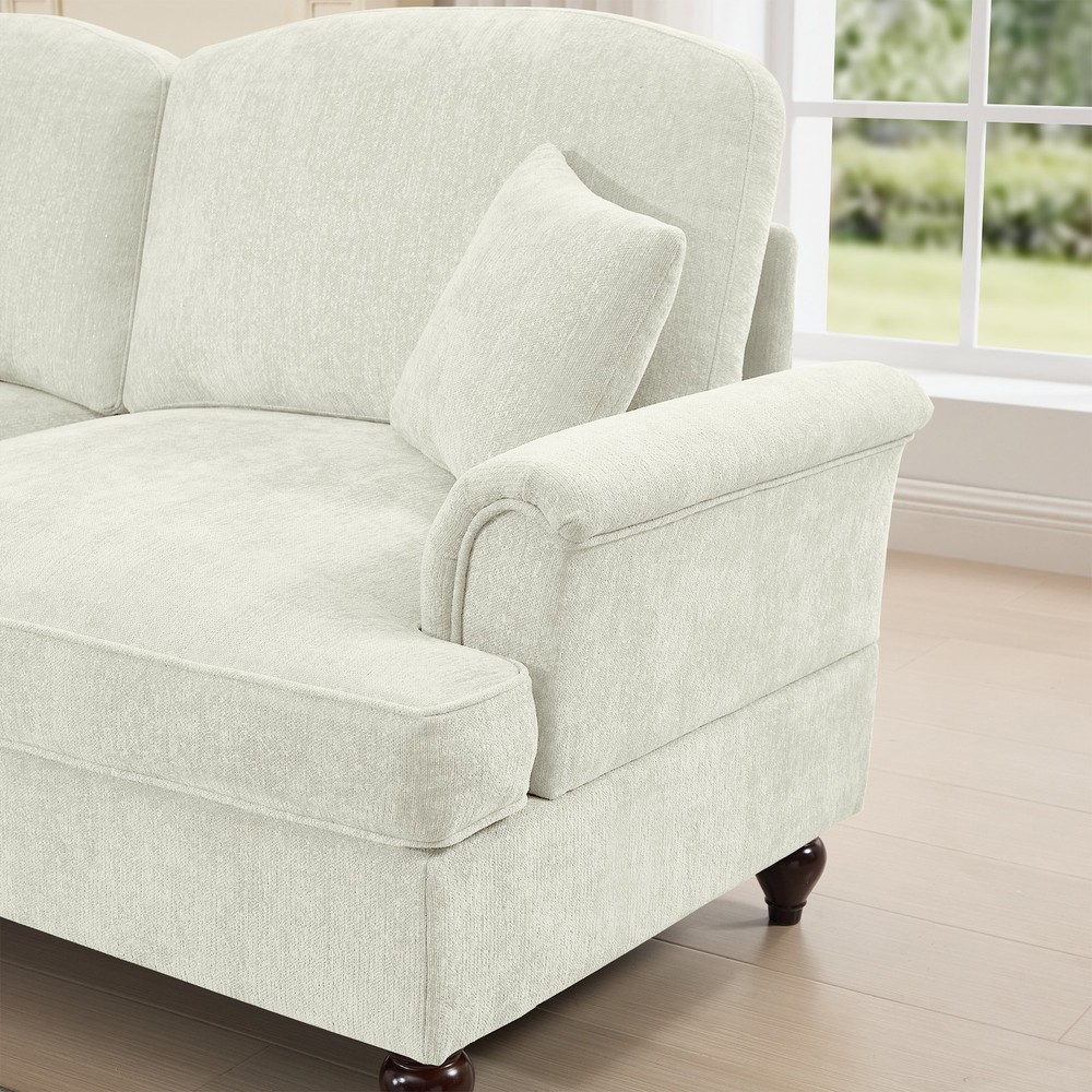 Comfy Modular Sectional Sofa U-Shape w/ Ottoman & Removable Skirts, Beige