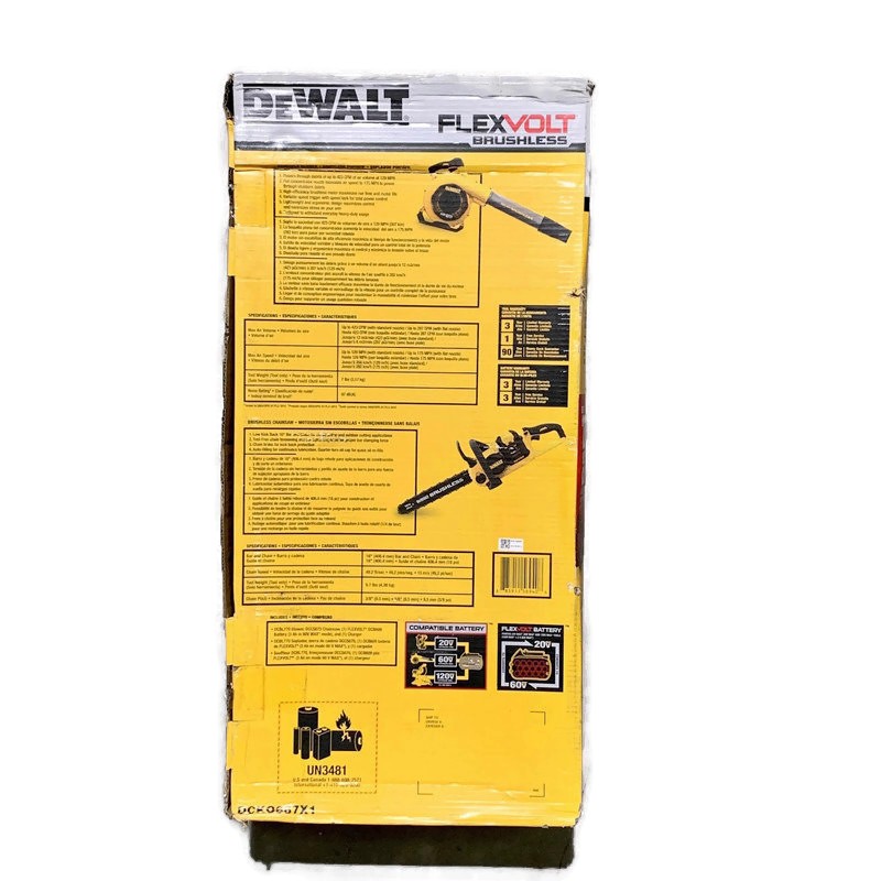 DEWALT DCKO667X1 FLEXVOLT 60V 60-Volt MAX Cordless Chainsaw & Blower Combo Kit