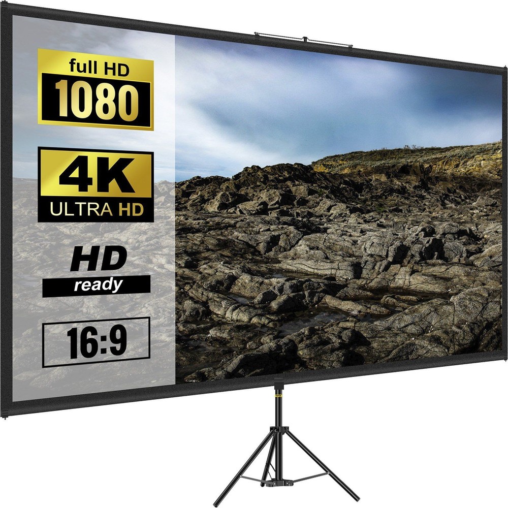 110in 16:9 4K HD Projector Compatible Screen Foldable Tripod Stable Support