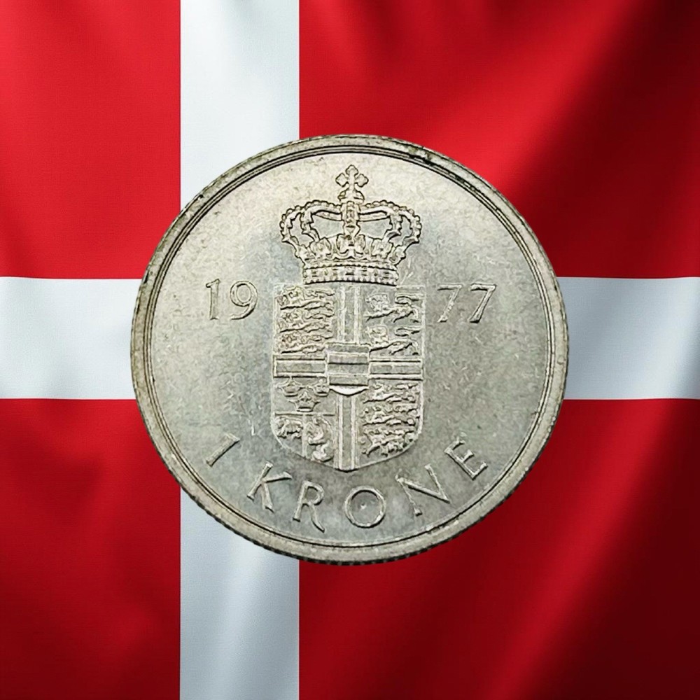 1977 Denmark 1 Krone - Combined Ship