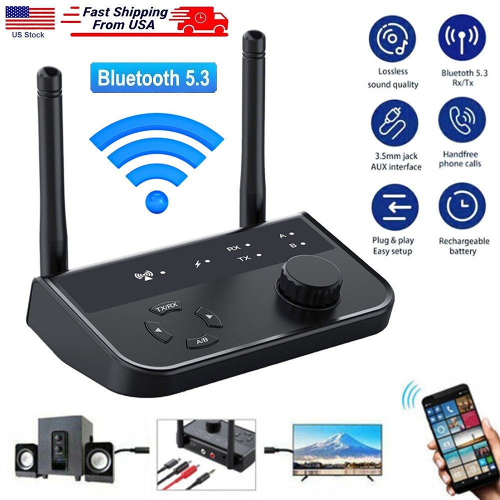 Bluetooth 5.3 Transmitter Receiver Long Range For TV Home Stereo Audio Adapter