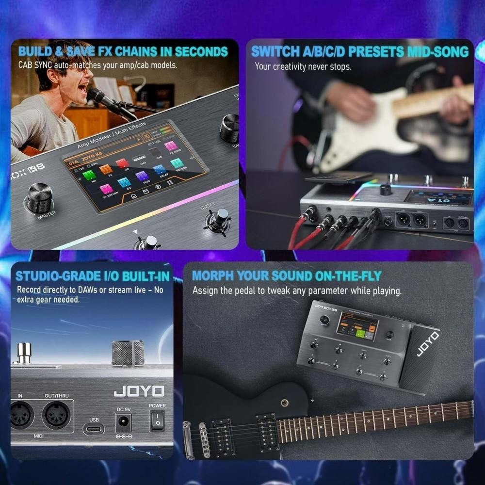 Joyo GEMBOXK8 Guitar Amp Modeller Multi-Effects Processor w/ Built-In Audio