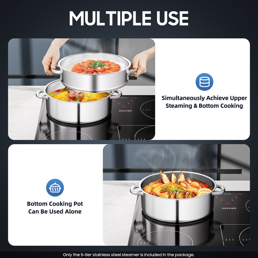5-Layer Pot Steamer Multi-Layer Cookware Pot Cookware Stainless Steel Pot 28cm